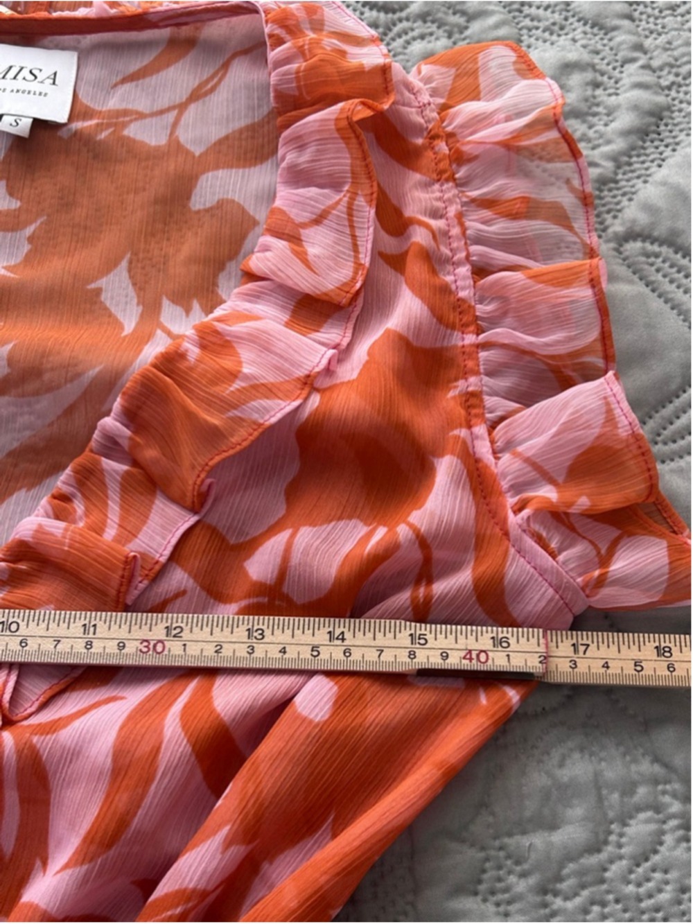 MISA Los Angeles Kidada Atlas Floral Desert Rose Ruffle Midi Dress S - Picture 12 of 13